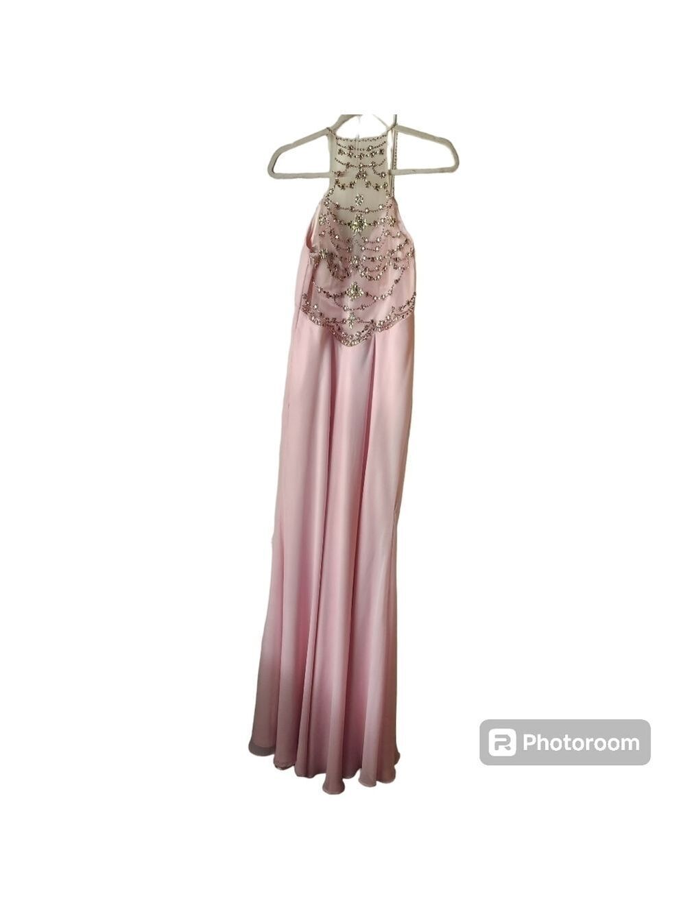 David & Johnny Baby Pink Jeweled Back Dress Sz. 7/8 Stunning Formal